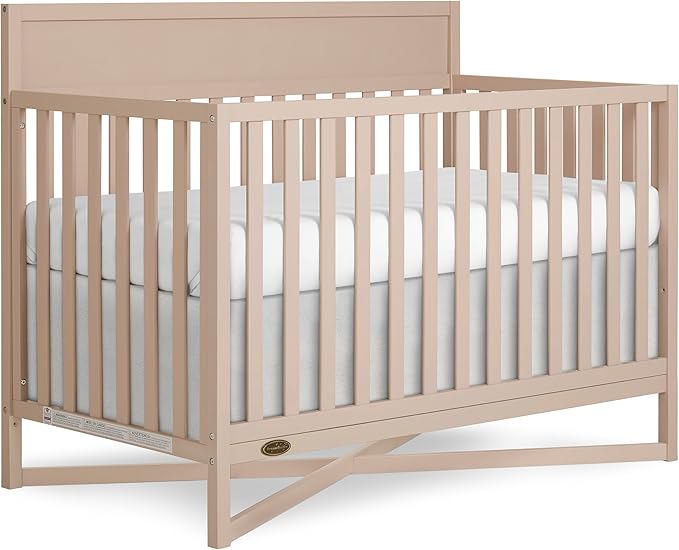 Dream On Me Owen 5-in-1 Convertible Full-Size Baby Crib in Seagrass, GreenGuard Gold & JPMA, Converts to Toddler, Day, & Full-Size Bed, Non-Toxic Paint, Safe Sleep Environment