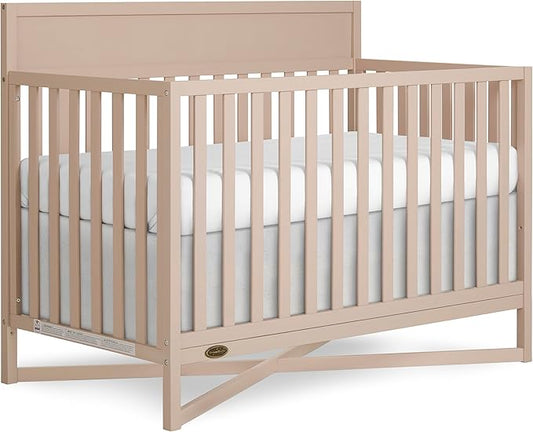 Dream On Me Owen 5-in-1 Convertible Full-Size Baby Crib in Seagrass, GreenGuard Gold & JPMA, Converts to Toddler, Day, & Full-Size Bed, Non-Toxic Paint, Safe Sleep Environment