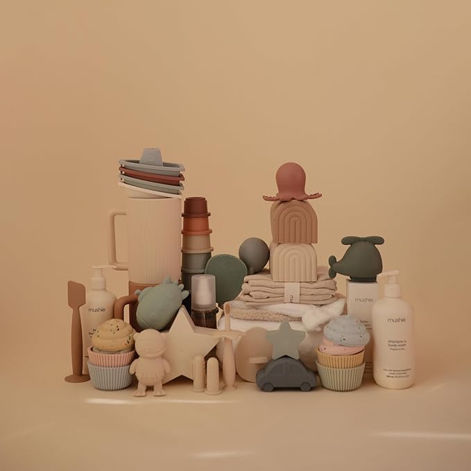 mushie Vehicles Bath Toys Play Set for Toddlers | 100% Food Grade Silicone | Mold Free, Pack of 4