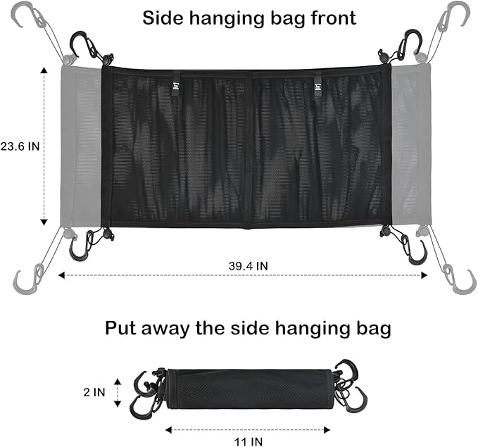 HX AURIZE Stroller Wagon Cargo Net and Organizer Wagon Accessories Compatible with WONDERFOLD All W-Series Models Black