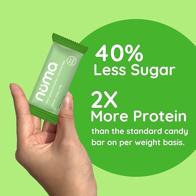 Numa Foods Mini Coconut Peanut Butter Bars – Vegan, Low Sugar, High Protein, All Natural, Gluten Free – Crunchy Plant Based Peanut Butter Snacks – 3 Bags with 8 Individually Wrapped Protein Bars