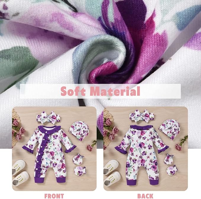 Aalizzwell Baby Girls Romper Outfit Fall Winter Clothes with Accessories