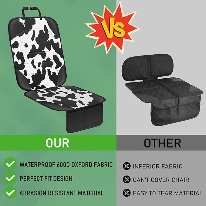 Siivton Car Seat Protector for Child Car Seat,Waterproof Car Seat Cover with Thick Padding, Non-Slip Backing, Protects Fabric & Leather Seats, 2 Mesh Storage Pockets(2 Pack)