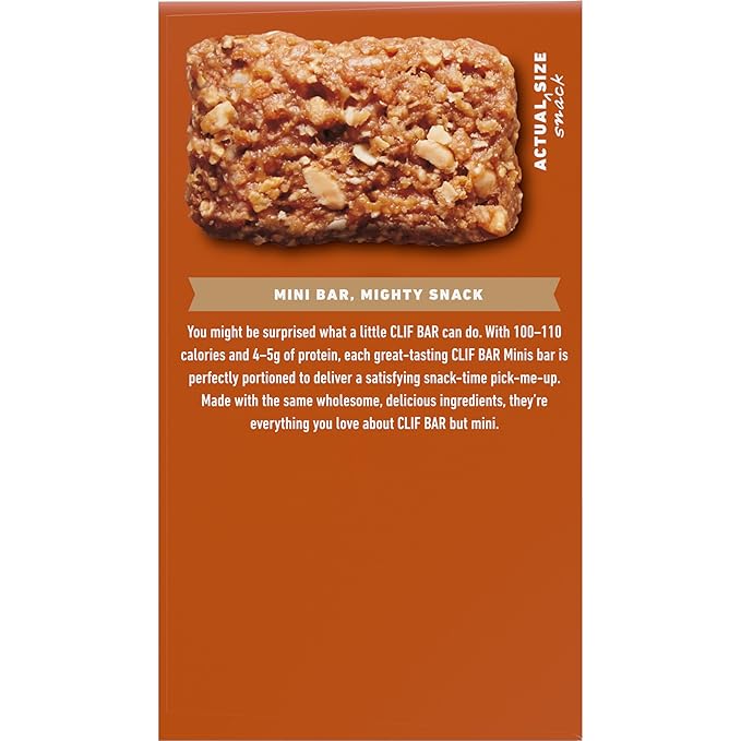 CLIF BAR Minis - Crunchy Peanut Butter - Made with Organic Oats - 5g Protein - Non-GMO - Plant Based - Snack-Size Energy Bars - 0.99 oz. (20 Pack)