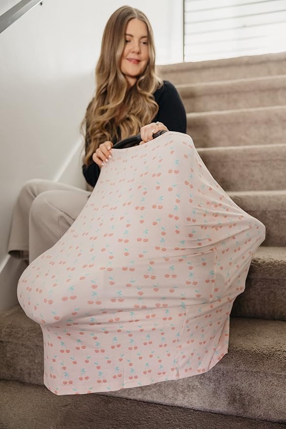 Copper Pearl Multi-Use Cover: Car Seat Covers, Nursing Cover, and Stroller Cover for Sun - Stretchy Fabric, All-Season Use, Stylish Designs, Easy Access for Moms - Cheery