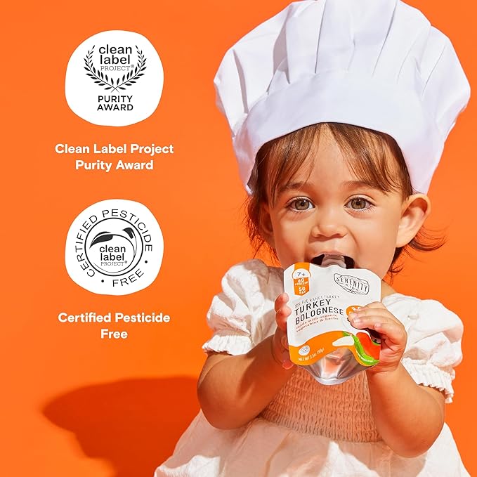 Serenity Kids Bone Broth Puree Made With Organic Veggies | Clean Label Project Purity Award Certified | 3.5 Ounce BPA-Free Pouch | Free Range Turkey Bolognese | 1 Count