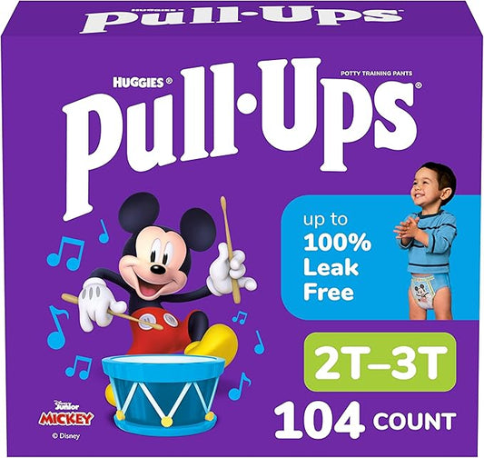 Pull-Ups Boys' Potty Training Pants, Size 2T-3T Training Underwear (16-34 lbs), 104 Count