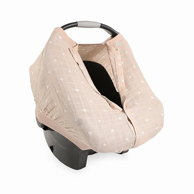 Little Unicorn Breathable Car Seat Canopy | Magnetic Closure Cover & Universal Fit | Protection & Privacy for Baby (Taupe Cross)