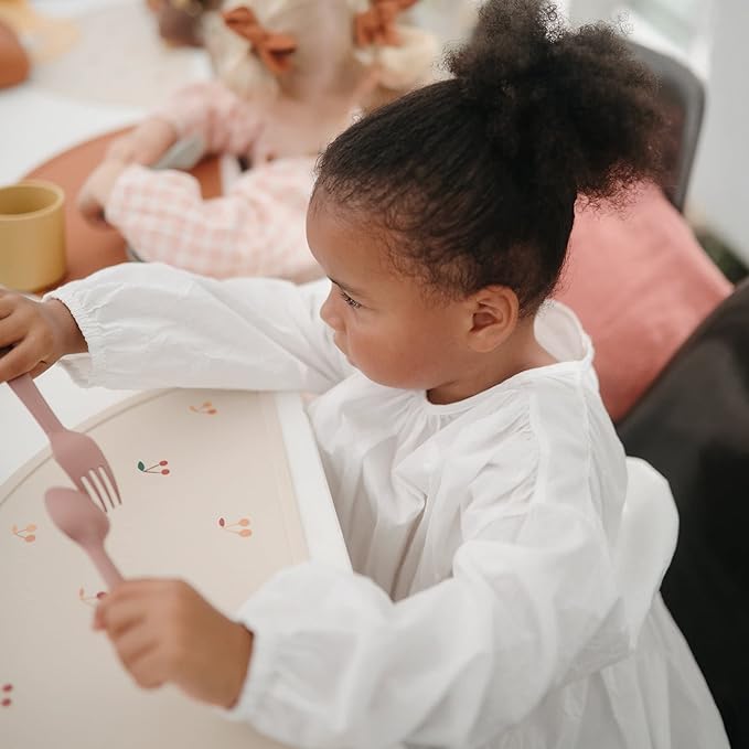 mushie Flatware Fork and Spoon Set For Kids | Made in Denmark (Blush)