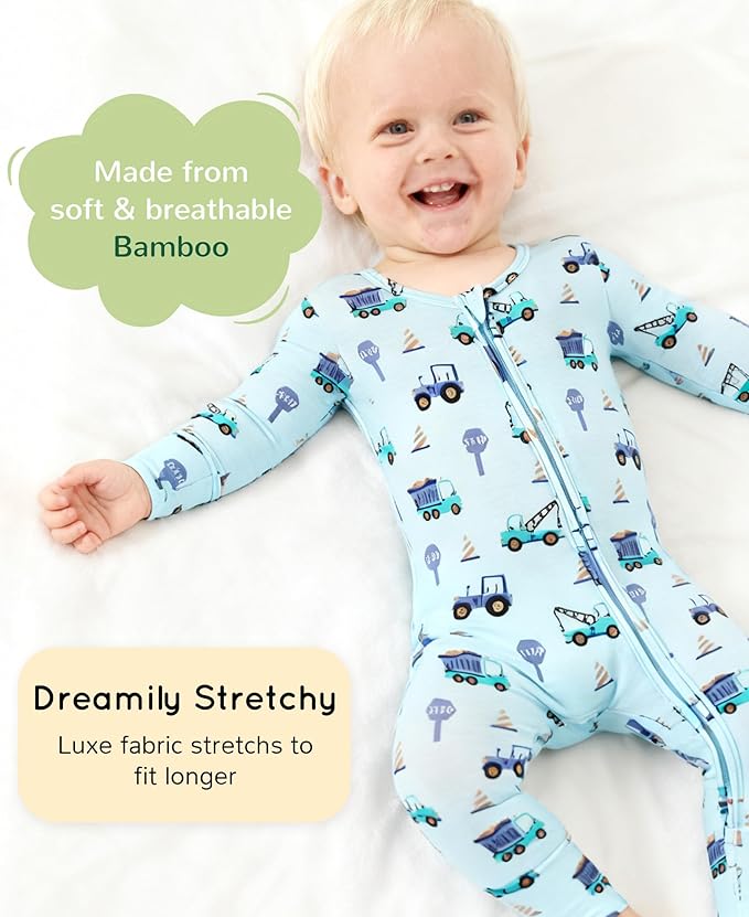 Footless Pajamas Baby Boy Girls, Viscose from Bamboo Baby Pajamas, Two Way Zipper Sleepers, Newborn Pjs