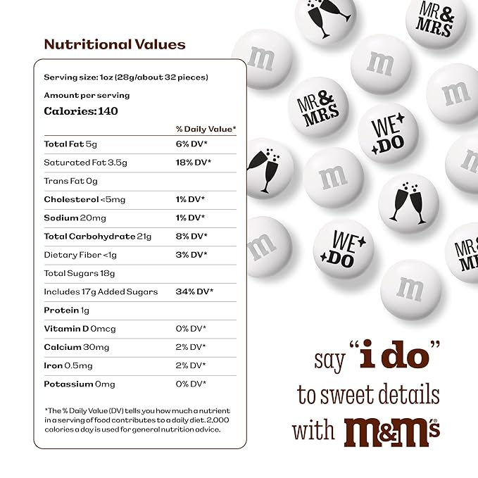 M&M’S WORLD “Mr. and Mrs.” Milk Chocolate Candy - 2 lbs of Bulk Chocolate Candy for Wedding Decorations, Wedding Favors, and More