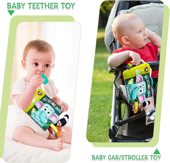 Baby Books Toys, Ocean Pals Touch and Feel Music Cloth Book for Infant Baby 6-12-18 Months, Early Learning Education Shower Easter Gifts for Boys Girls (Animal Pals)