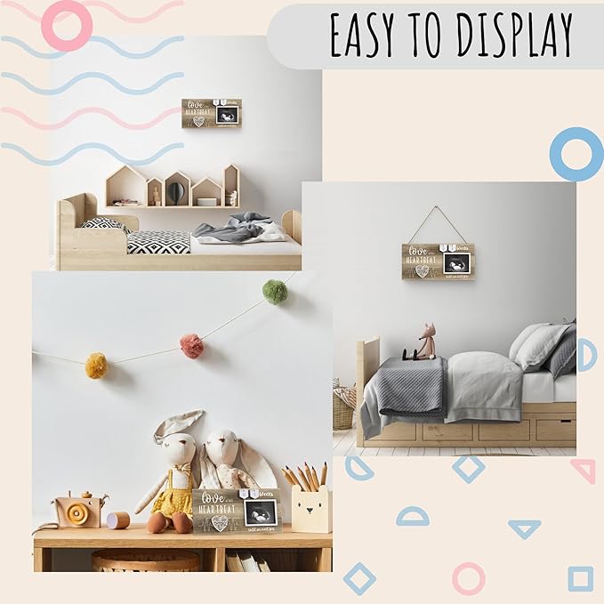 Baby Sonogram Picture Frame with Countdown Weeks - Standard 4"x3" Ultrasound Photo - Pregnancy Announcements Ideas - Gender Reveal Baby-Shower Gift - New Mom Expecting Parents to Be Keepsake Gifts