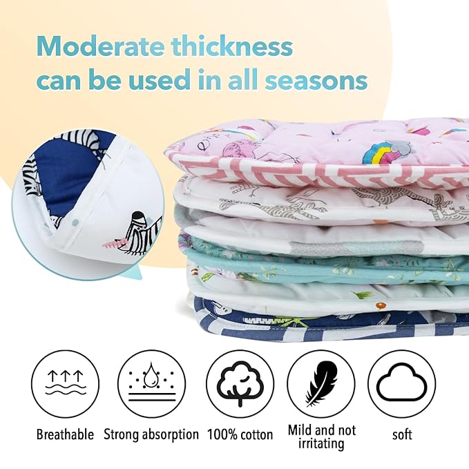Baby Stroller Cushion,Infant Car Seat Insert-Reversible Universal Breathable and Soft Newborn Stroller Mat,100% Cotton Cover Toddler Seat Pad Liner-34x78cm,1 Pack(Blue Zebra)