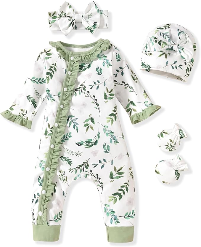 Aalizzwell Baby Girls Romper Outfit Fall Winter Clothes with Accessories