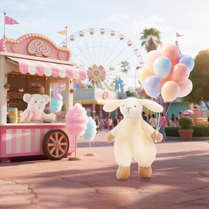 Apricot Lamb Stuffed Animals Security Blanket White Bunny Rabbit Infant Nursery Character Blanket Luxury Snuggler Plush(White Bunny, 10 Inches)