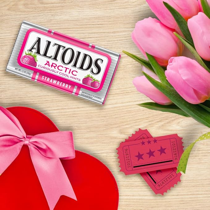 ALTOIDS Arctic Strawberry Breath Mints Hard Candy Bulk, 1.2 oz Tin (Pack of 8)