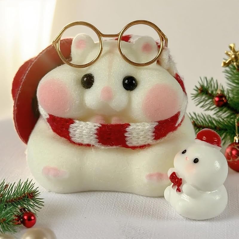 Handmade Taba Squishy Hamster Toy,Cute Squishy Hamster Furry toy, Realistic Hamster Toy, Soft Silicone Mochi Fidget, Christmas Gift for Adults & Kids (2-Pack Christmas Set)