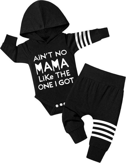 Fommy Newborn Baby Boy Clothes Plaid Letter Print Long Sleeve Hoodies + Long Pants 2PCS Fall Winter Outfits Set