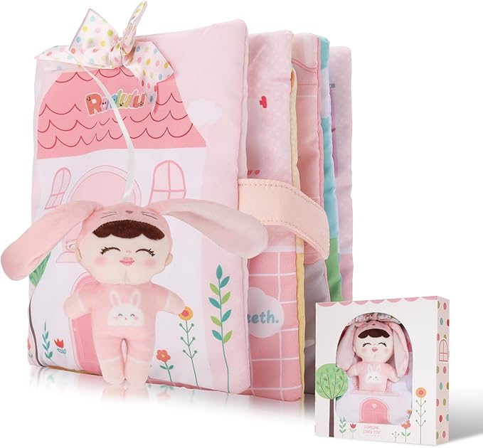 Soft Cloth Books for Baby Gift, Activity Quiet Cloth Books Developmental Toys,Interactive Baby Books for Toddlers Infants Kids Toys Gift for 0-2 Year Old Doll