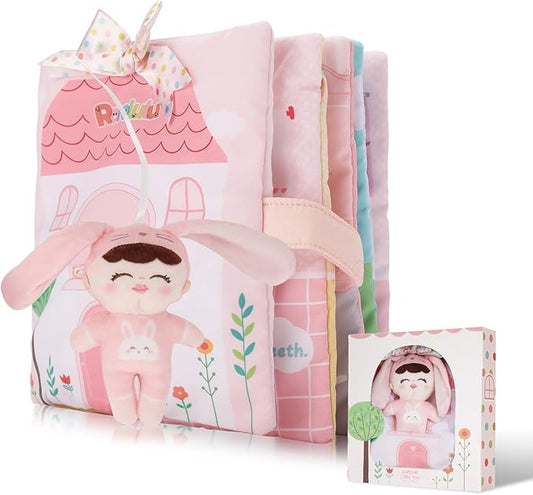 Soft Cloth Books for Baby Gift, Activity Quiet Cloth Books Developmental Toys,Interactive Baby Books for Toddlers Infants Kids Toys Gift for 0-2 Year Old Doll