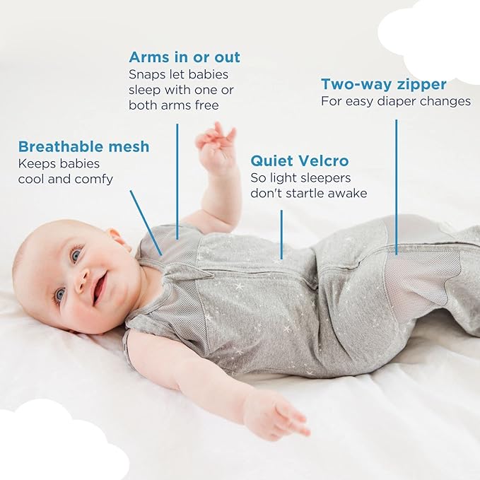 Happiest Baby Sleepea 5-Second Swaddle - 100% Organic Cotton Baby Swaddle Blanket - Doctor Designed Promotes Healthy Hip Development (Midnight Planets, Large)