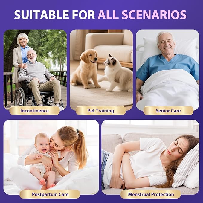 110 Grams Heavy Duty Bed Pads 30''X36'', 50 Count MILDPLUS Purple Disposable Underpads with Anti-Slip Film, Extra Large Chucks Pads, 3X Thicker Incontinence Pads for Adults, Kids or Pet