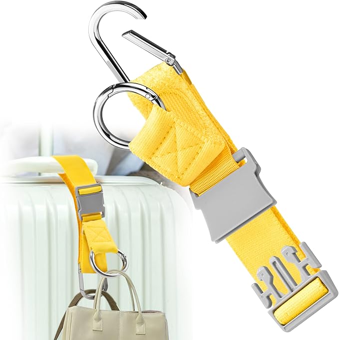 Elastic Jacket Gripper with D-Ring Hook and Buckle, ZINZ D-Ring Hook Baggage Suitcase Straps Belts Travel Accessories, Makes Your Hands Free