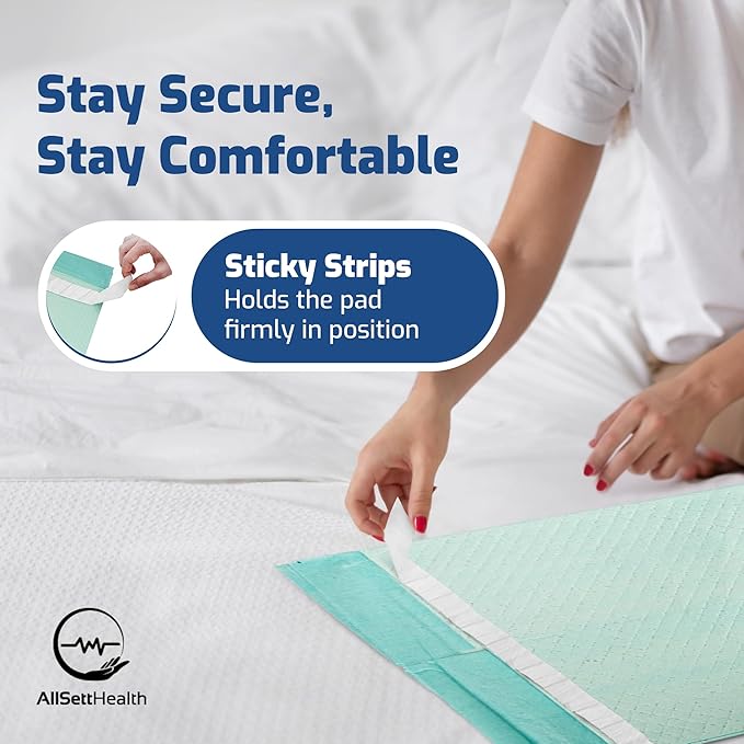 50 Pack Adhesive Disposable Bed Pads for Adults 125 Gram - 3XL 36"x36" Non Slip Chucks Pads Disposable Adult, Incontinence Bed Pads - Disposable Underpads, Waterproof Heavy Duty Pee Pads for Adults
