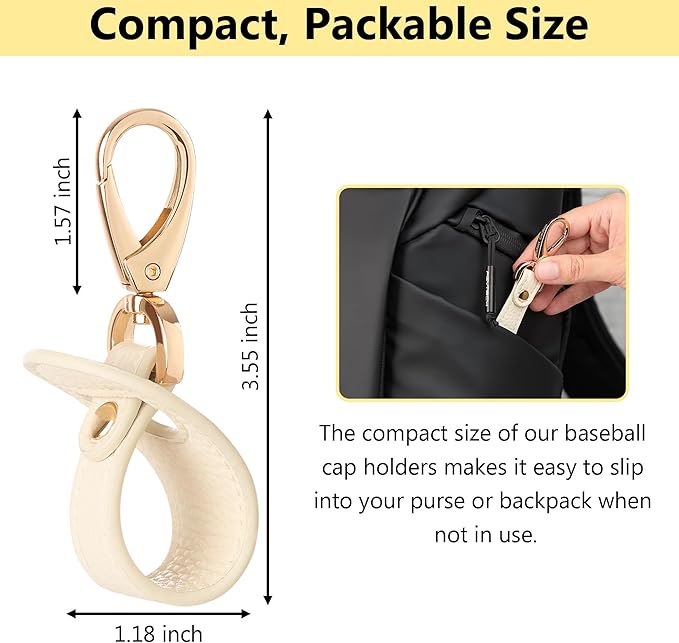 Hat Clip for Travel, Hands-Free Bag, Backpack, Purse, and Hiking Gear Clip-on Holder Strap for Baseball, Snapback, and Ponytail Caps