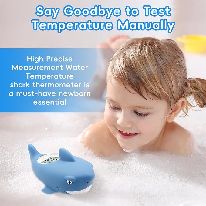 b&h Baby Bath Thermometer - Shark Thermometer for Water Temperature Monitoring, Digital Water & Room Temperature Reader, Safty Toddler Bathtub Floating Toy