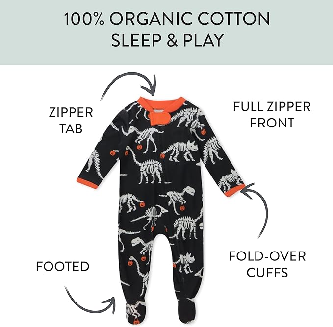 HonestBaby Baby Celebration Sleep & Play Footed One-Piece Pajama Sleeper 100% Organic Cotton
