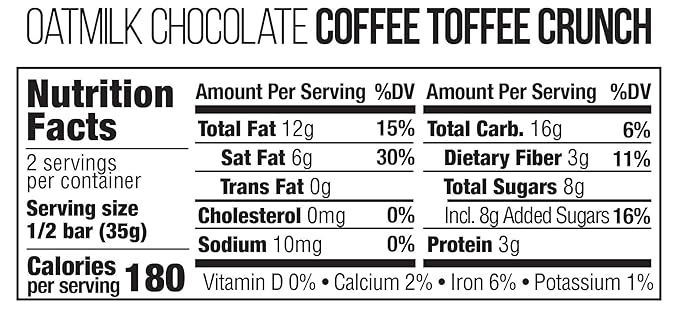 Taza Chocolate Organic Oat Milk Chocolate Bar, Coffee Toffee, 2.5 Ounce (10 Count), Vegan