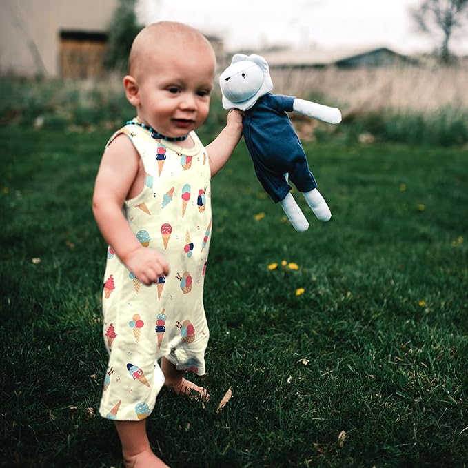 Babysoy Organic Pattern Print Tank Romper Shortall