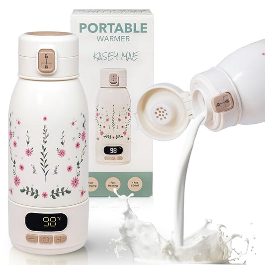 Portable Bottle Warmer for Travel 17oz Capacity - Fast Heating for Milk & Water, Portable Milk Warmer Suitable for Baby Outdoor, Airplane, and Car - Long Battery Life & Fast Charging