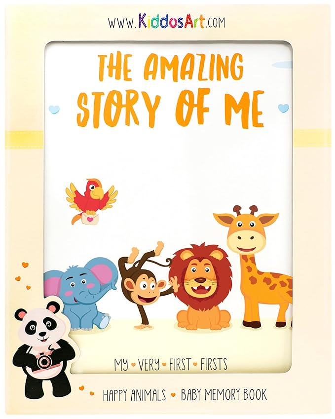 Baby Memory Book for Boy or Girl | First 5 Years Keepsake Journal Baby Book to Record Milestones and Photos | Gender Neutral Scrapbook for Newborn Babies with 12 Monthly Stickers