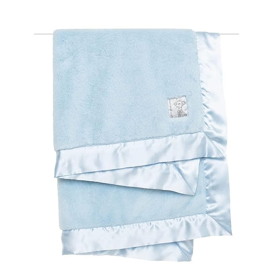 Little Giraffe Posh Mink Baby Blanket - Double-Sided Ultra Soft Plush Fabric, for New Moms, Newborn Must-Have for Boys, Cozy & Cuddly Comfort Blanket, 29" x 35", Blue