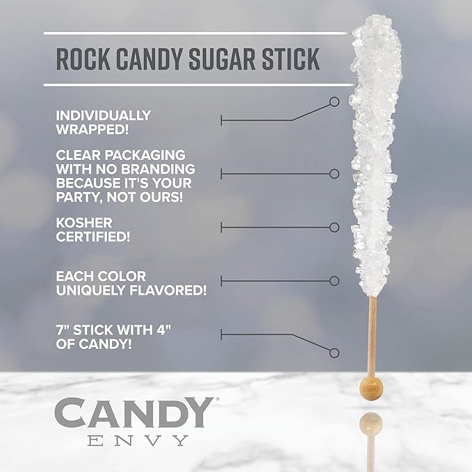 Orange Rock Candy Sugar Sticks - Orange Flavored - 144 Individually Wrapped Candy