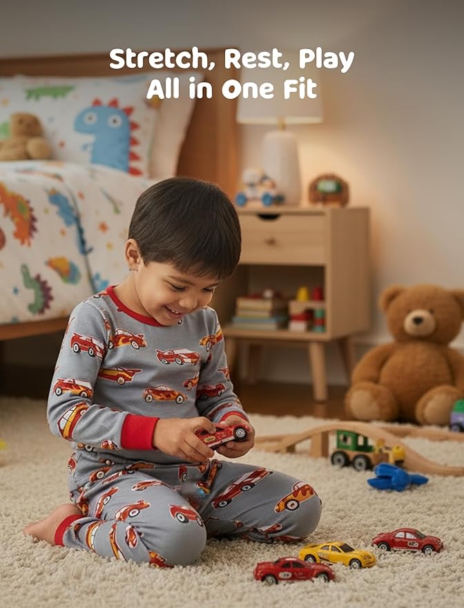 PATPAT Bamboo Viscose Pajama Sets for Toddler Boys & Girls Baby Kids, Ultra-soft Snug fit Pjs Sleepers for Birthday Holiday