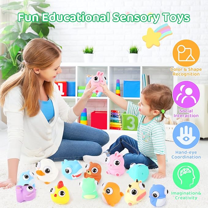 12 PCS Squeeze Toys Eye Popping Squeeze Toy Fidget Toys for Kids Party Favors for Kids 4-8 Back to School Gifts for Easter Basket Stuffers Party Favors Gifts