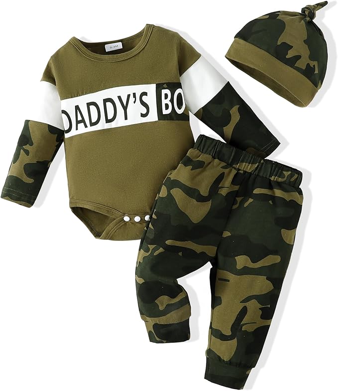 SUNNY PIGGY Baby Boy Clothes Newborn Infant Boys Outfits Romper Hat Pants 3PC Set 0-3 3-6 6-12 12-18 Month Clothing Gift