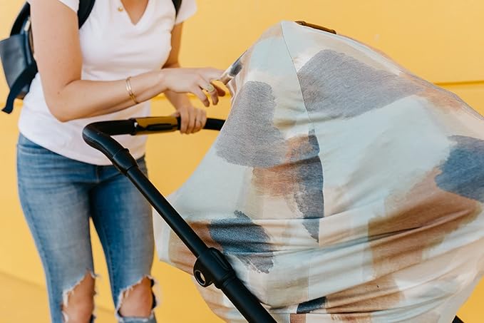 Copper Pearl Multi-Use Cover: Car Seat Covers, Nursing Cover, and Stroller Cover for Sun - Stretchy Fabric, All-Season Use, Stylish Designs, Easy Access for Moms - Picasso