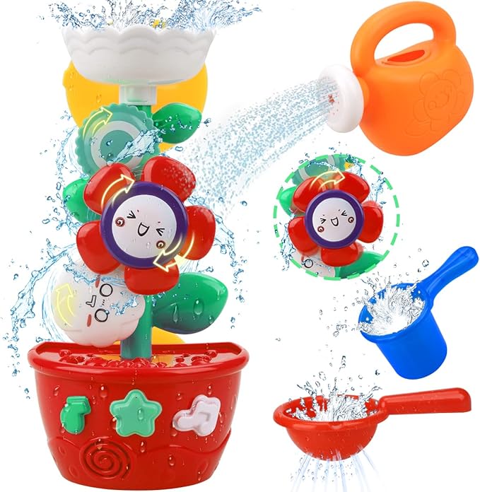 Girl Bath Toys for Kids 1-3 Bathtub Toys for Toddlers Water Tub Toys for Babies 1 2 3 Year Old Girls Boys Gifts with 1 Mini Sprinkler 2 Toys Cups Gifts Ideal with Color Box