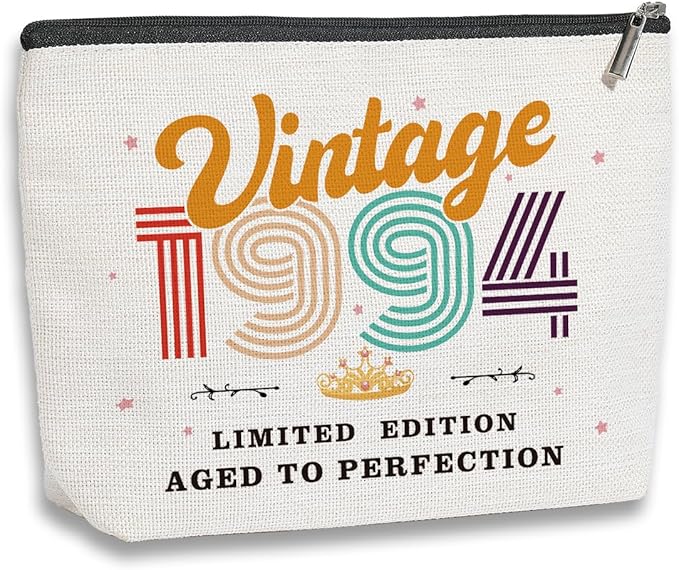 30th Birthday Gifts for Women, 1994 Vintage Makeup Bag, Best 30 Year Old Birthday Gift Ideas for Sisters, Friends, BFF, Mom, Coworker, Bonus Mom, Funny Anniversary Ideas for Her