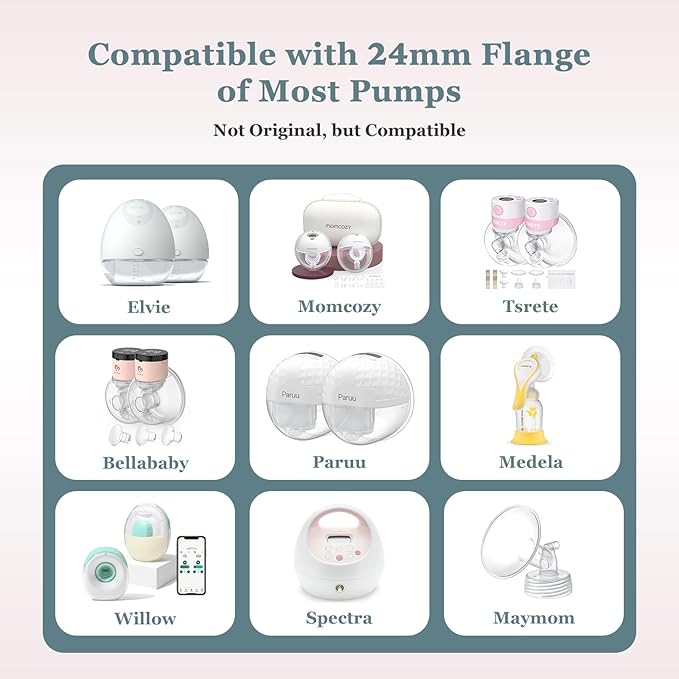 Flange Insert 10PCS 13/15/17/19/21mm for 24mm Flanges/Shields of Most Breast Pumps,Essential Flange Sizing Kit for Breast Pump Replacement Accessories with Nipple Ruler, Cleaning Brush