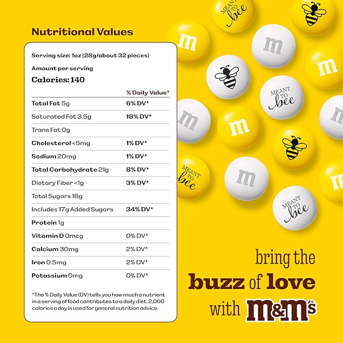 M&M’S WORLD Meant To Bee Milk Chocolate Candy - 5lbs of Bulk Candy for Engagement Party, Wedding Favors, a Chocolate Gift Box and More