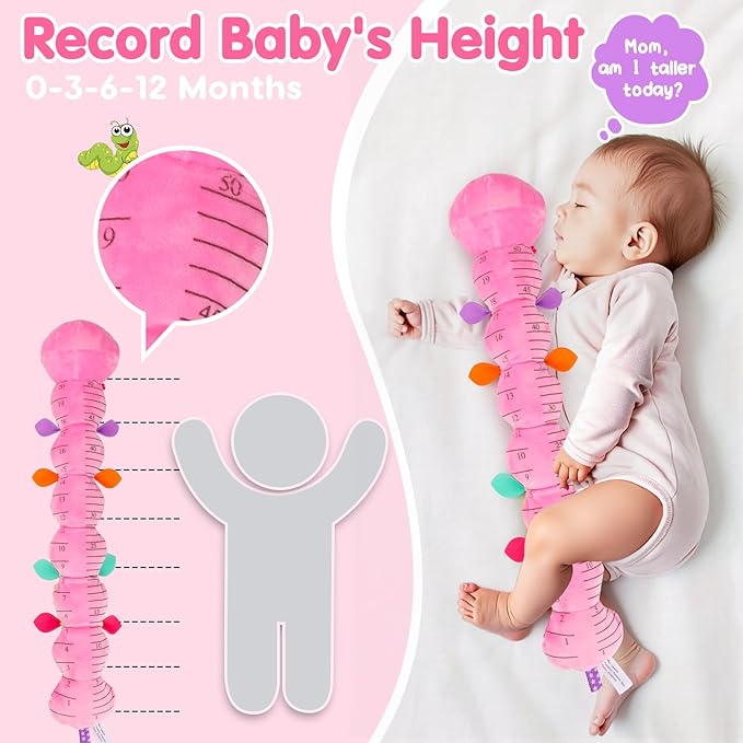 Baby Tummy Time Toy 0-6 Month Musical Stuffed Animal Plush Caterpillar Toy for Infant 6-12 Month Teething Sensory Toy with Crinkle Rattle for Babies 0-3-6 Month Newborn Toys Girl Shower