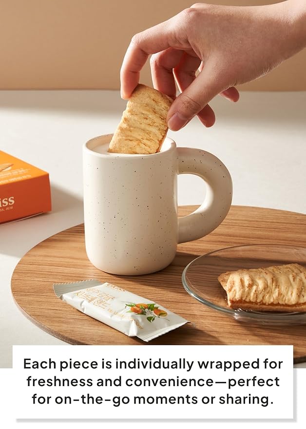 Korean Food JEKISS Jeju Mandarin Sable Sand Cookies 10ea – Crunchy Butter Biscuit with Jeju Mandarin Cream, Individually Wrapped Pieces, Perfect for Gifting (180g)