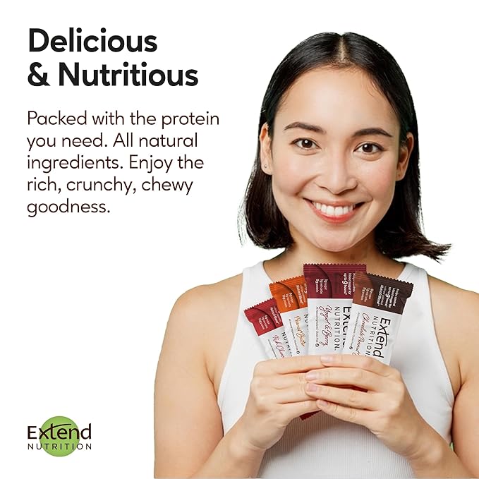 Extend Sugar Free Protein Bars, Perfect Diabetic Snacks, High Protein and Fiber, Hunger Control & Steady Energy, Low Carb, Keto Friendly (12 Count, Variety Pack)