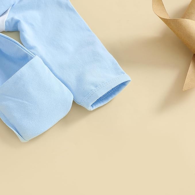 woshilaocai Baby Fall Outfit Boy Girl Plaid Embroidered Collar Romper Footie Infant Halloween Clothes